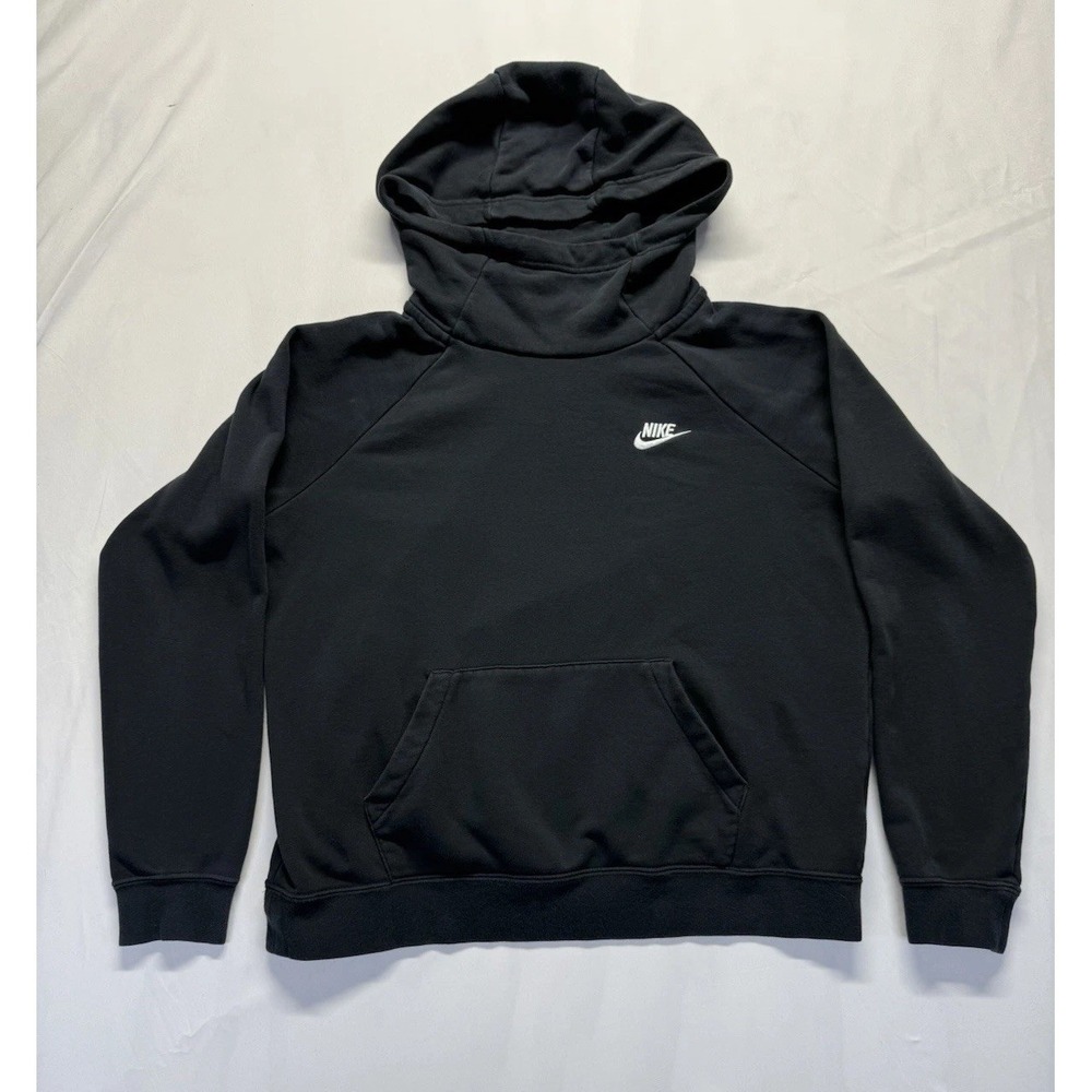 Nike Cowl‎ Neck Hoodie Small Black white Small Embroidered Logo Pullover pocket